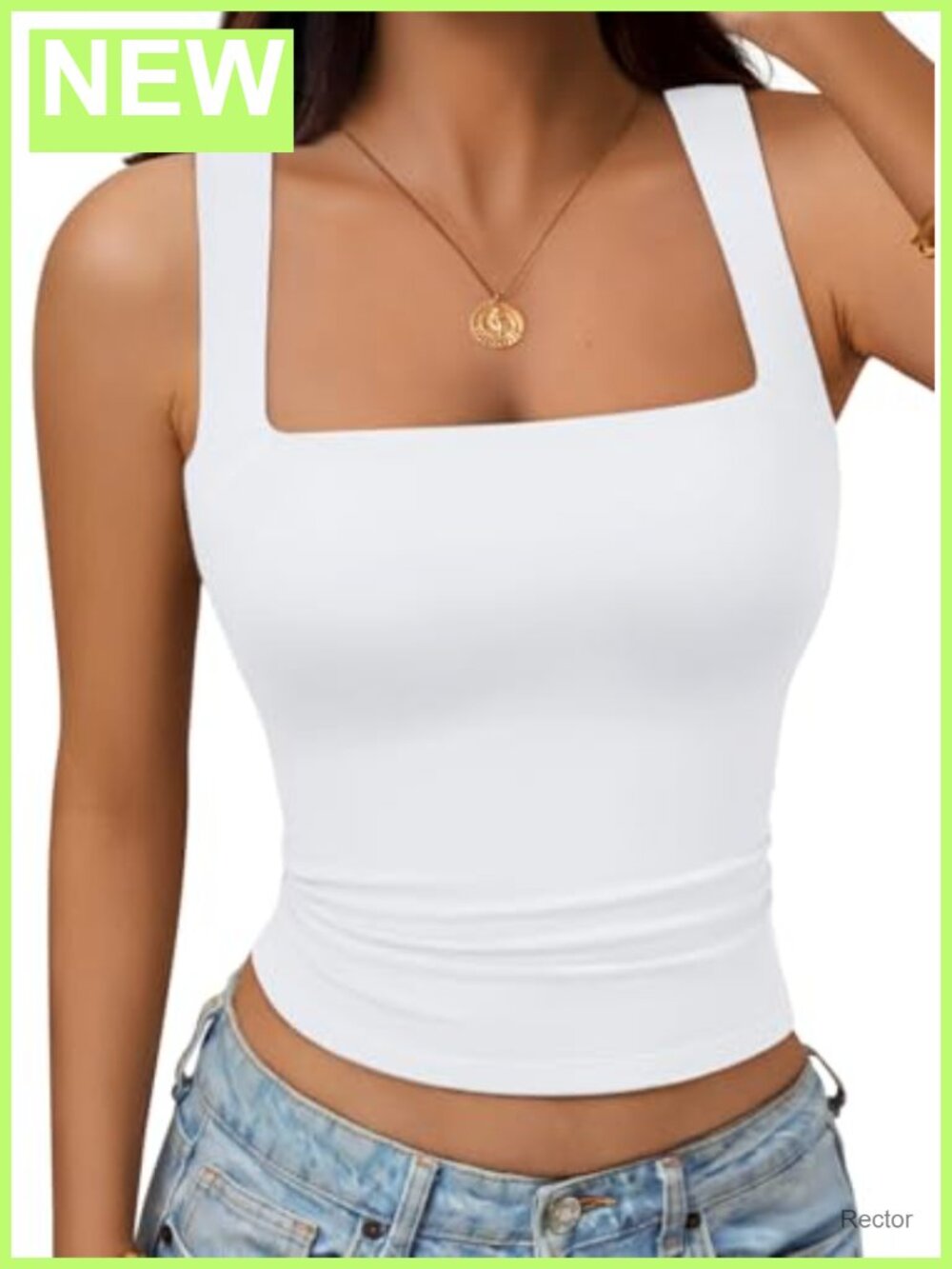 Buttery Soft Square Neck Crop Tank Top Double Lined Nylon Spandex Sleeveless